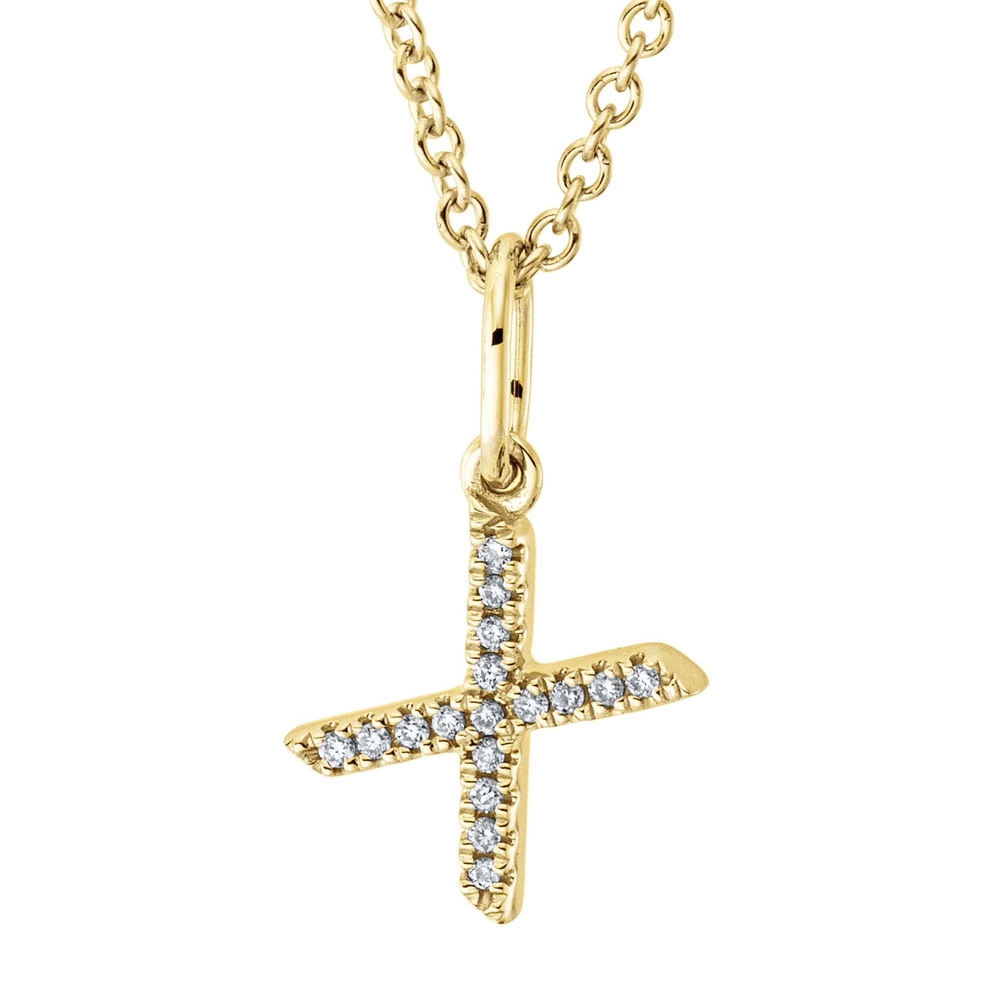 Collier pendentif serti de diamants - lettre X