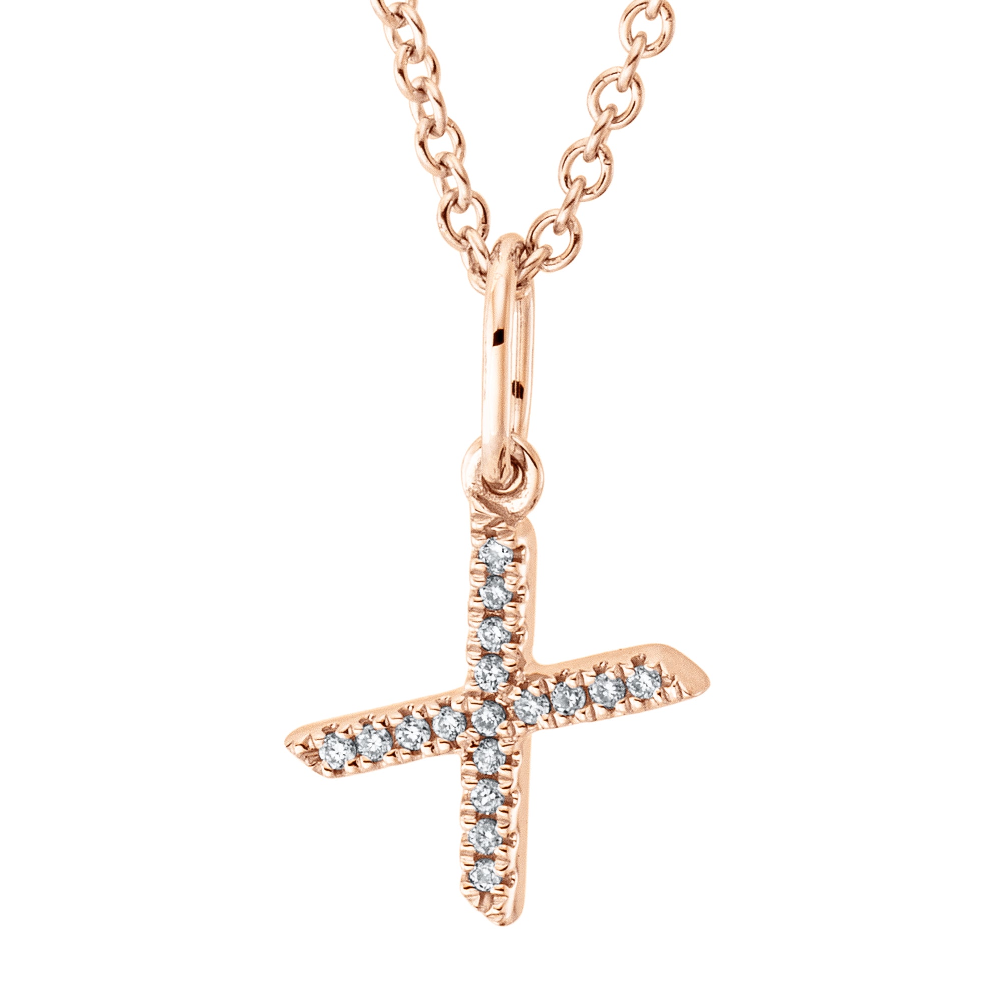 Collier pendentif serti de diamants - lettre X