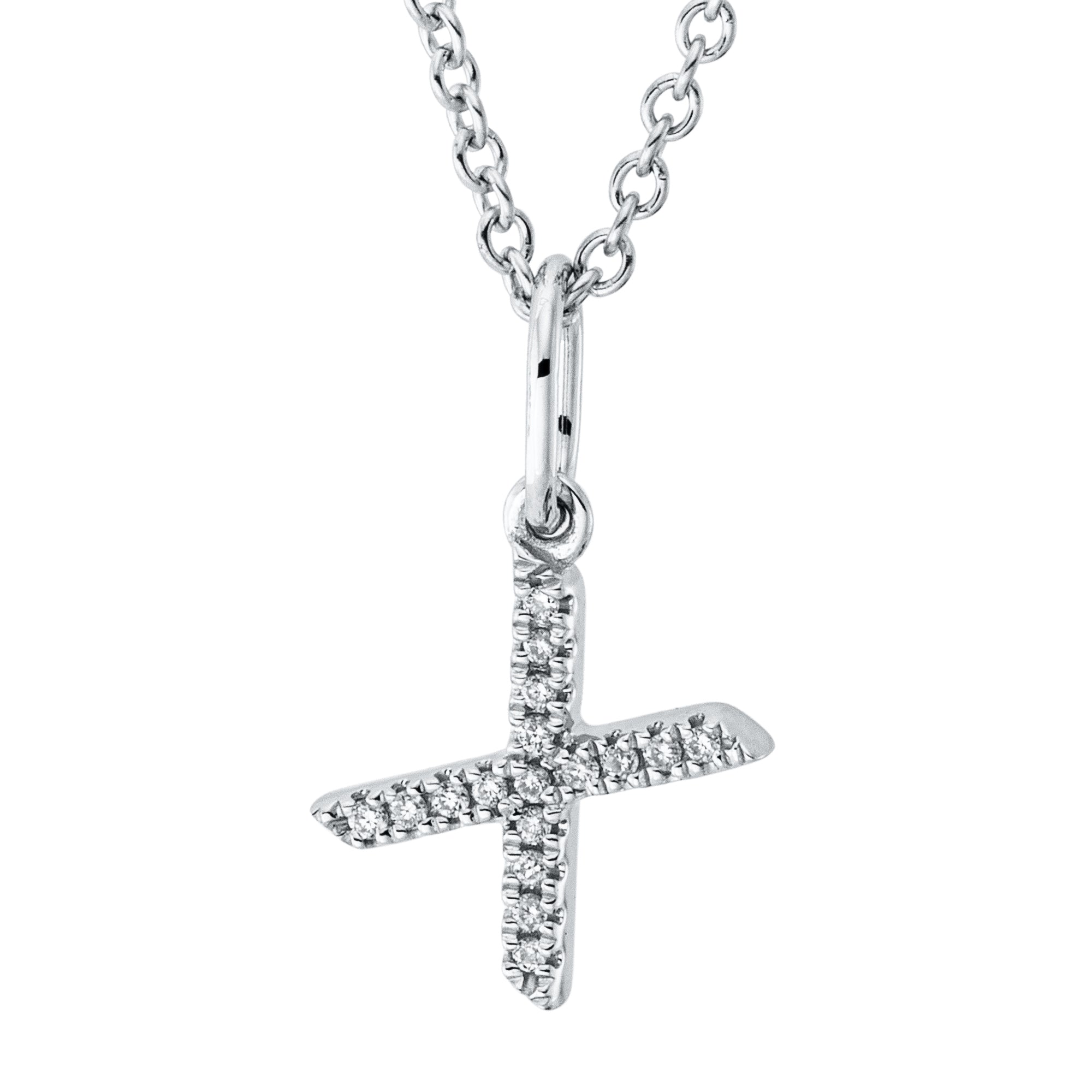 Collier pendentif serti de diamants - lettre X