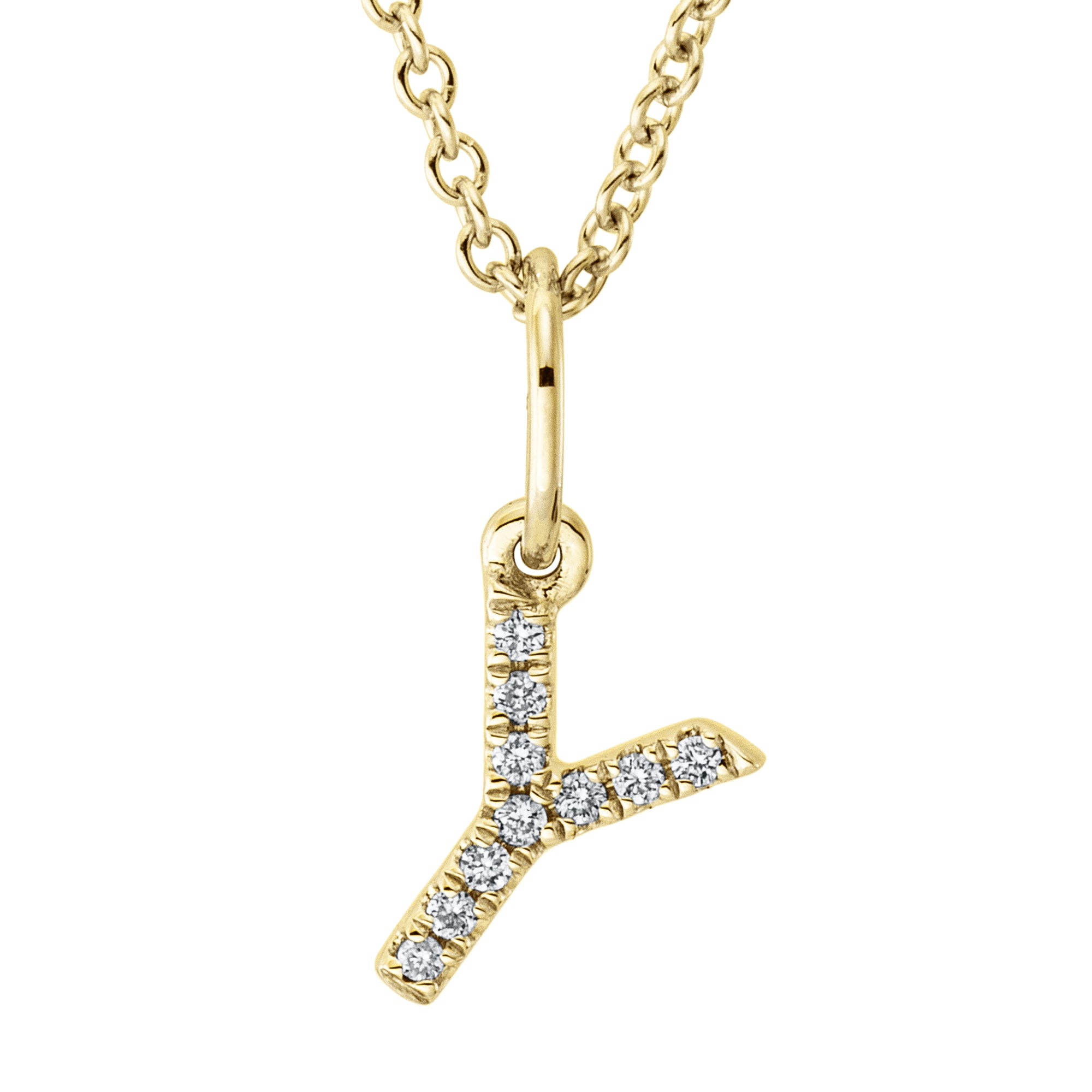 Collier pendentif serti de diamants - lettre Y