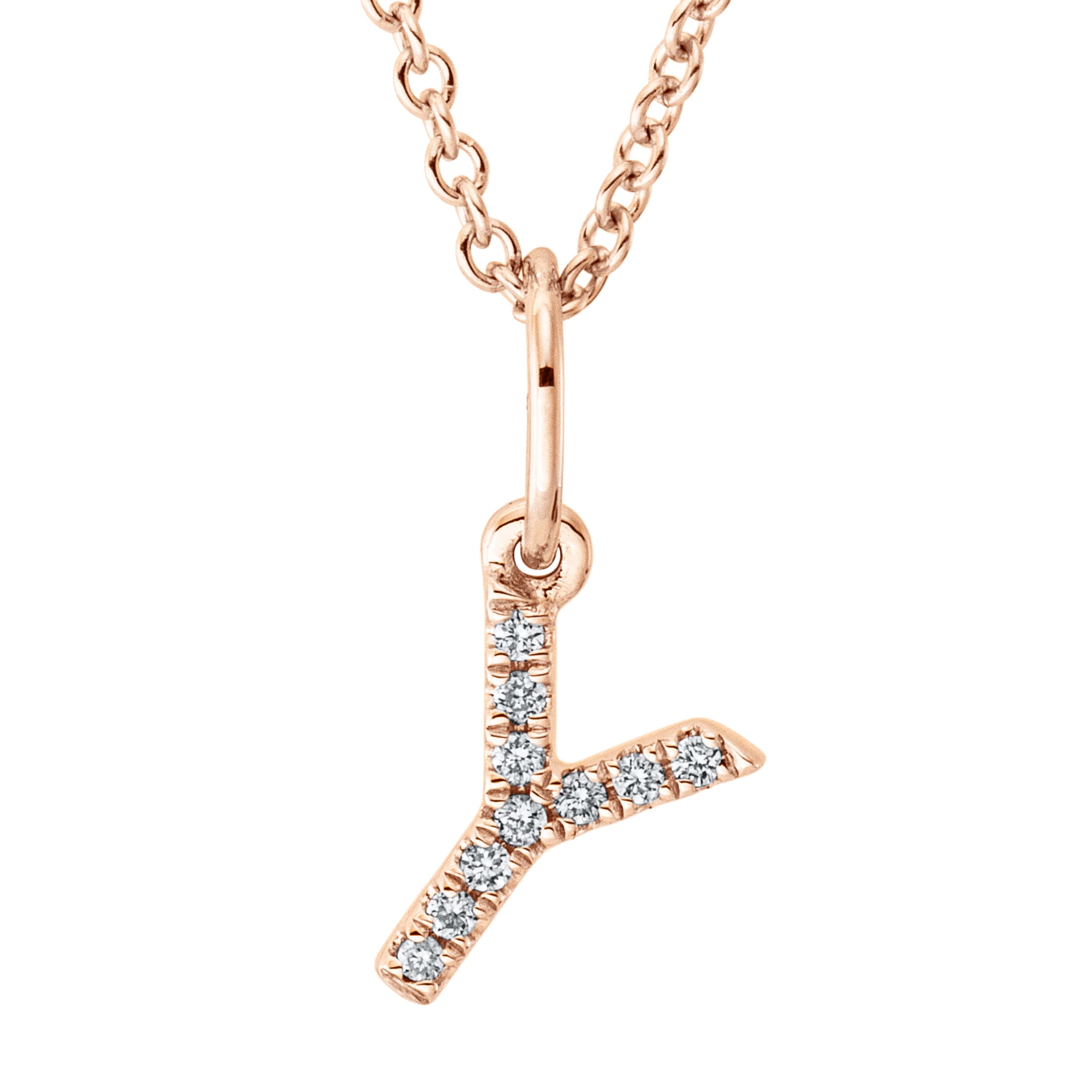 Collier pendentif serti de diamants - lettre Y