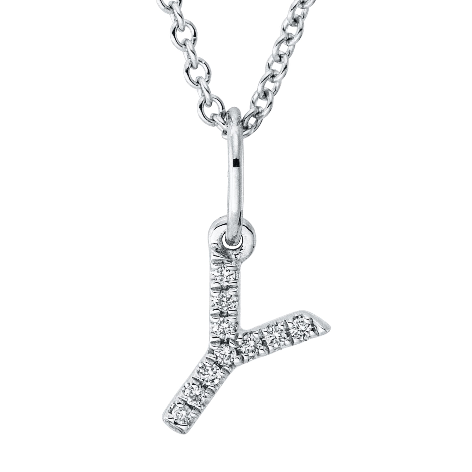 Collier pendentif serti de diamants - lettre Y