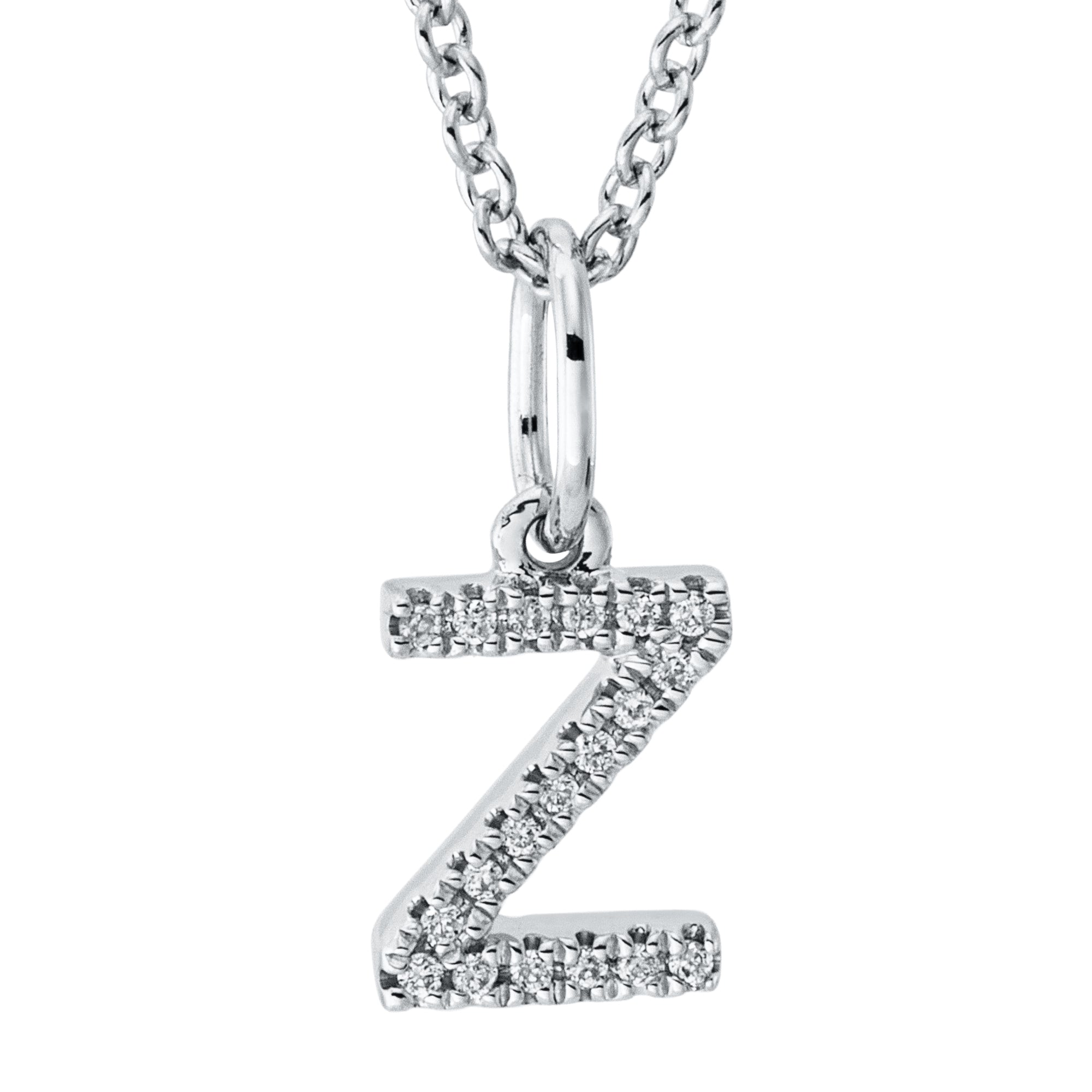 Collier pendentif serti de diamants - lettre Z