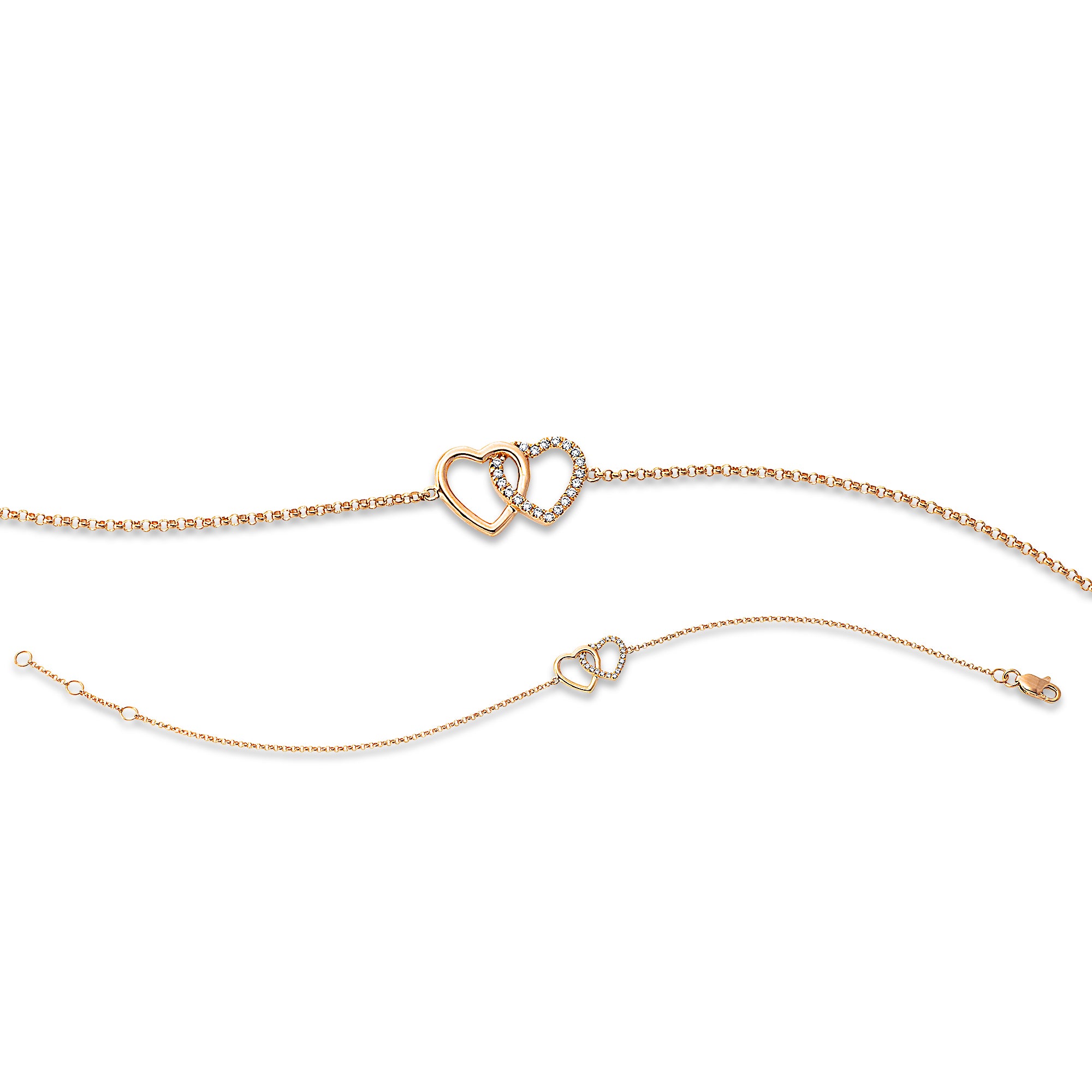Bracelet doubles cœurs enlacés