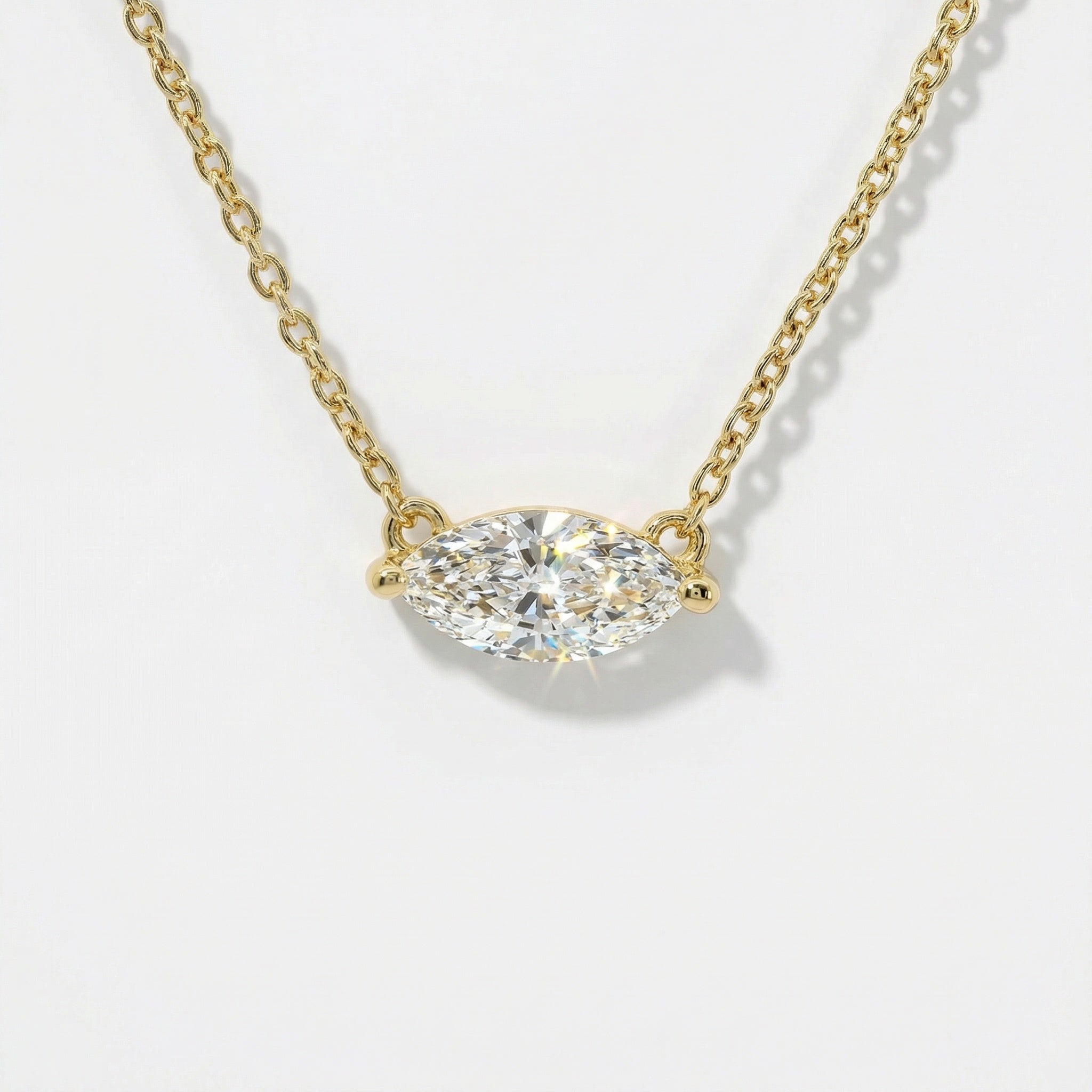 Silver Necklace - marquise shape diamond