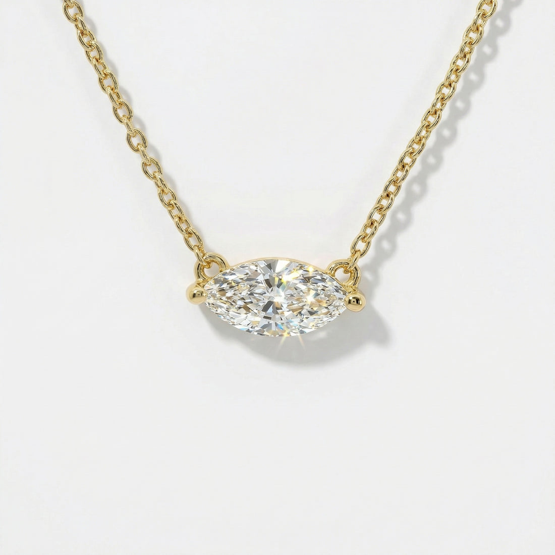 Silver Necklace - marquise shape diamond