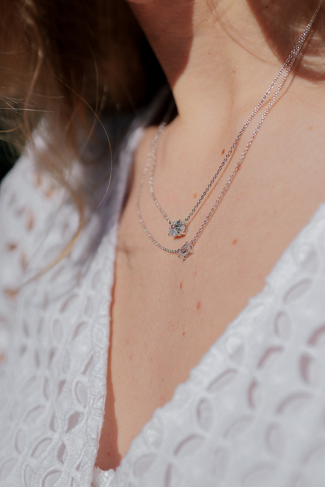 Collier Silver - diamant taille emeraude