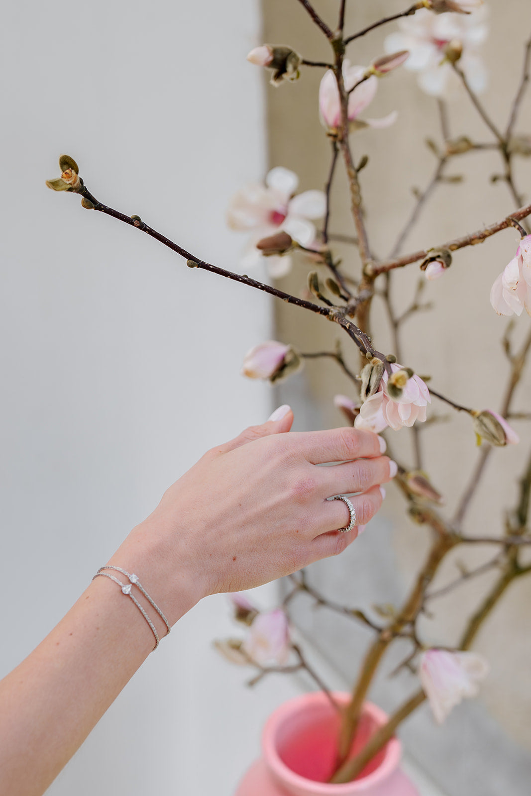Silver pear-cut diamond bracelet
