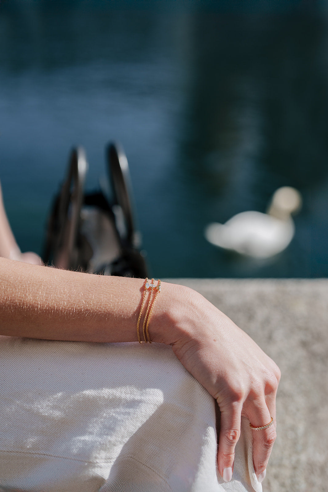 Silver marquise-cut diamond bracelet