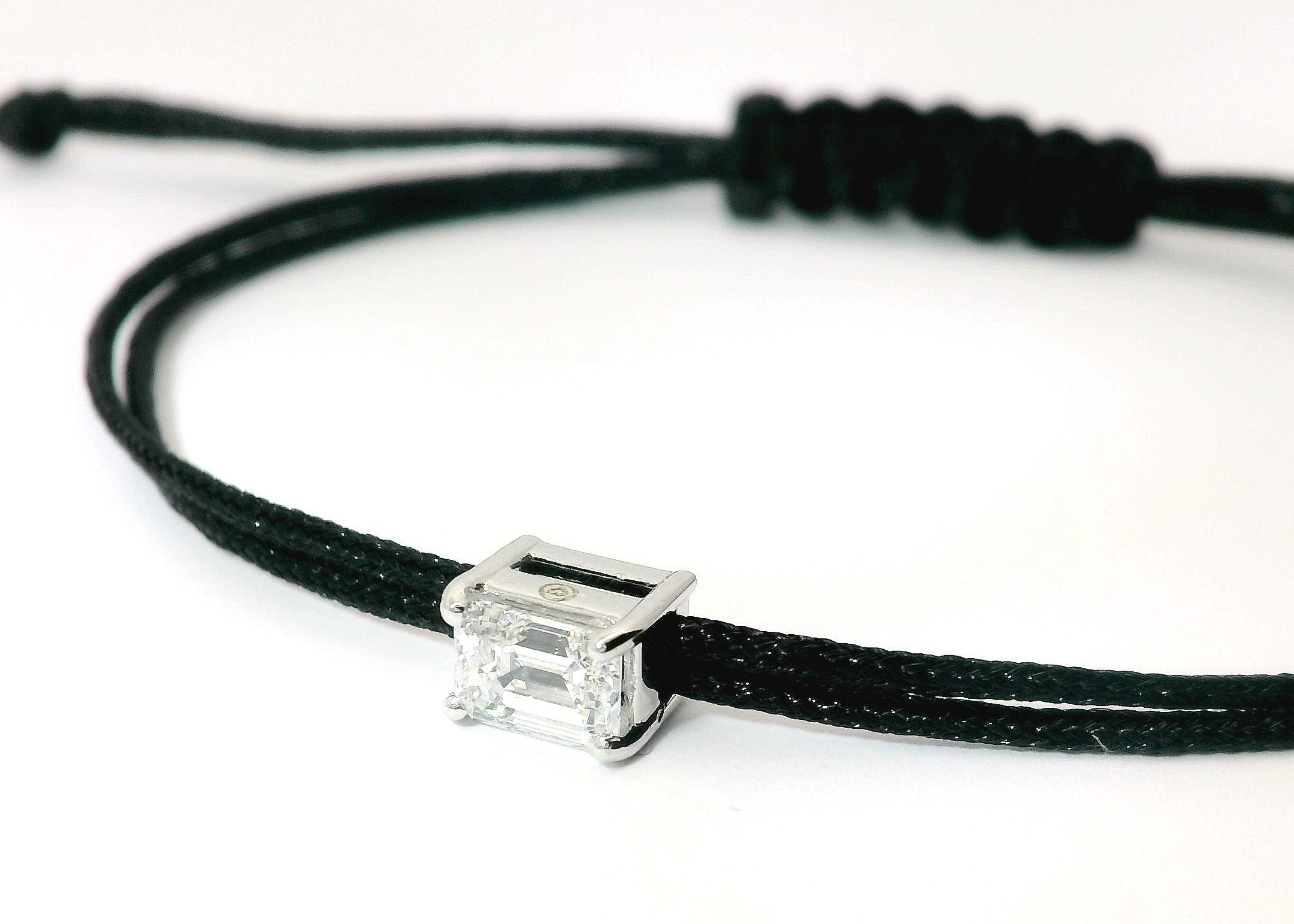 Bracelet Fancy Emeraude - monture griffes blanche