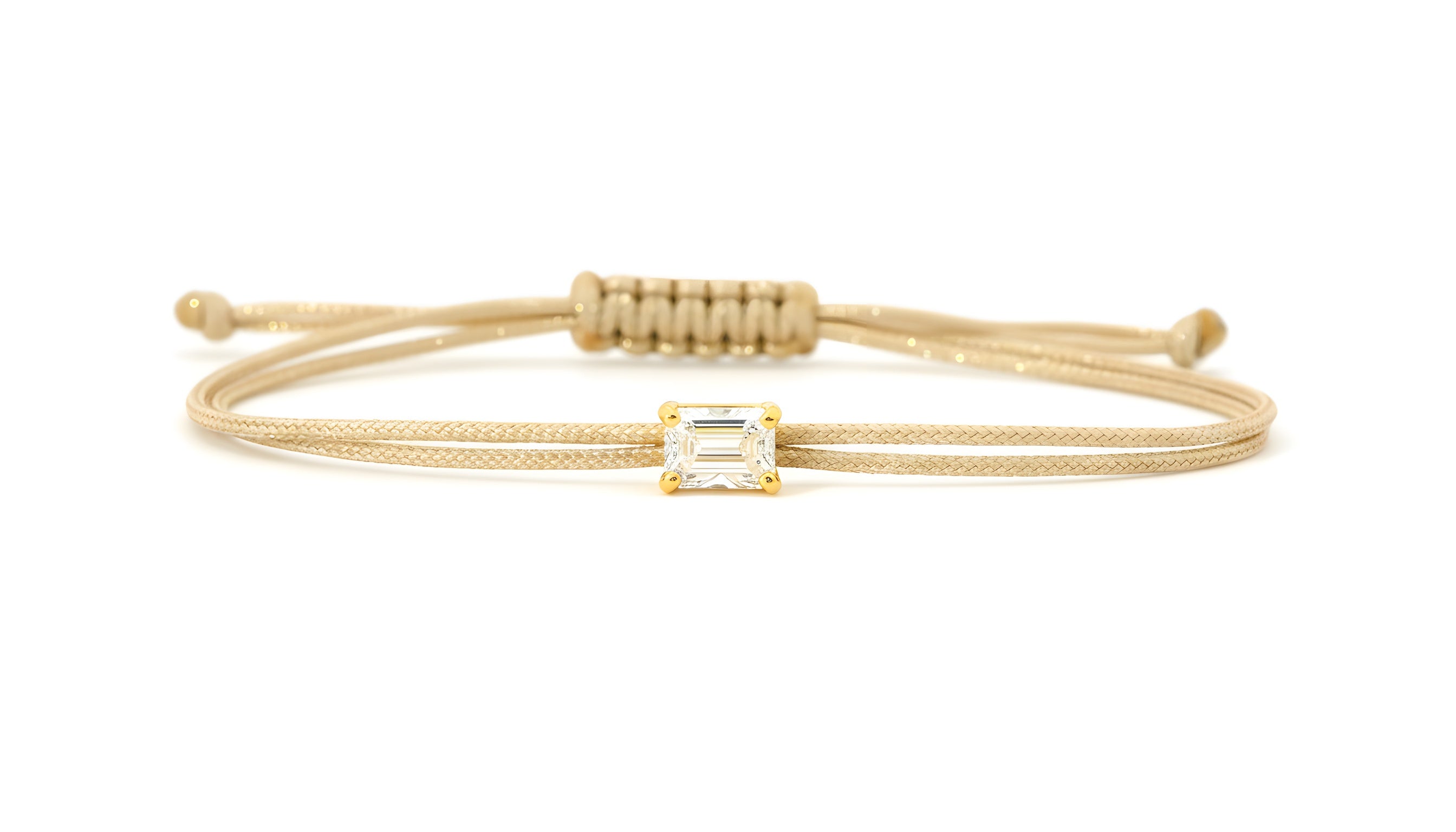 Bracelet Fancy Emeraude - monture griffes jaune
