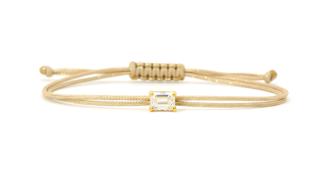 Bracelet Fancy Emeraude - monture griffes jaune