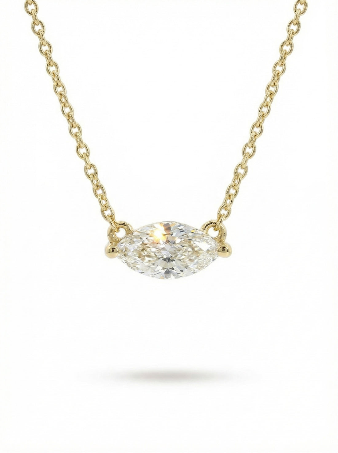Silver Necklace - marquise shape diamond