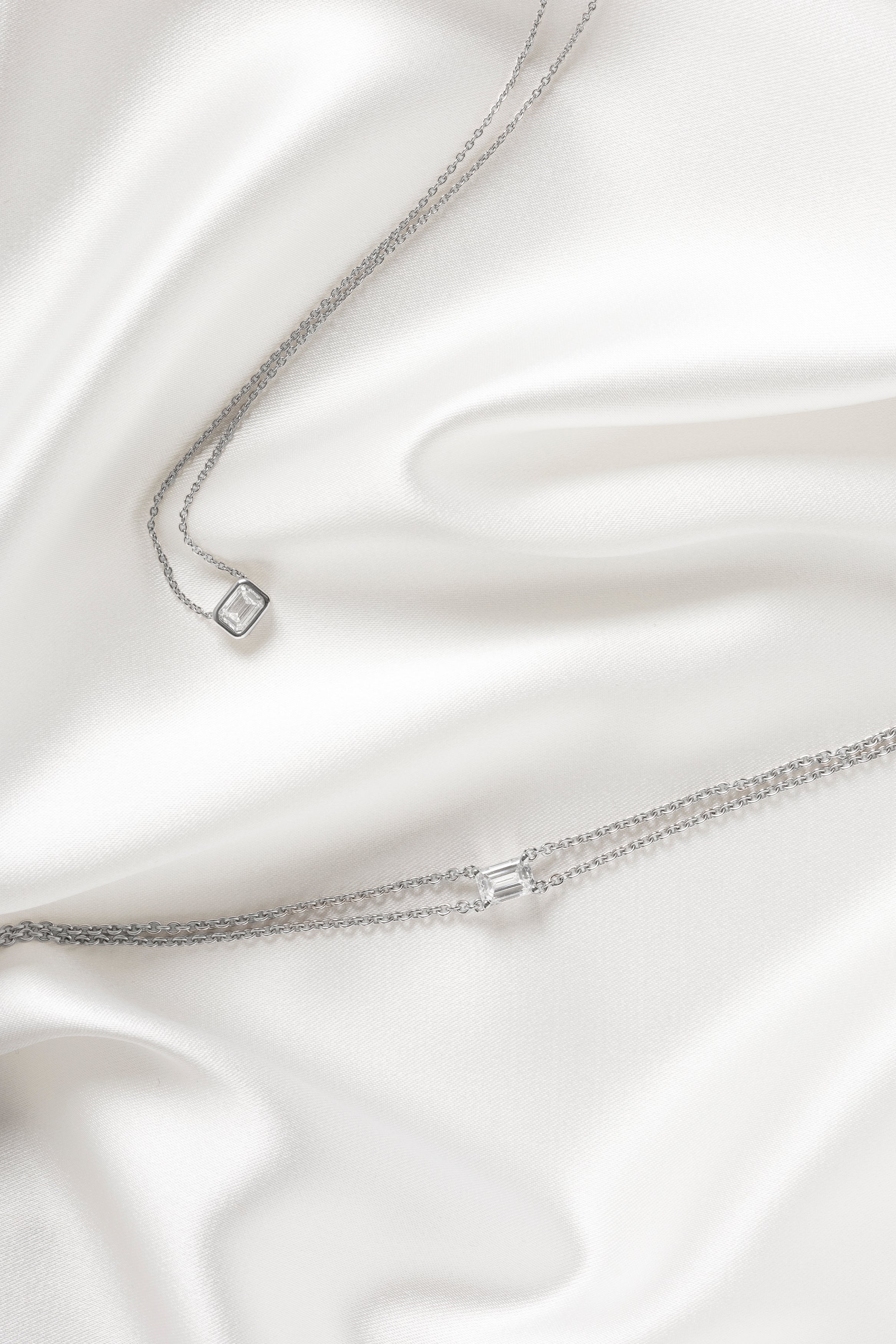 Collier Silver - Diamant Smaragd-Schliff