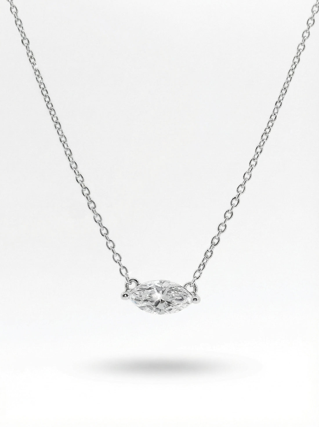 Silver Necklace - marquise shape diamond