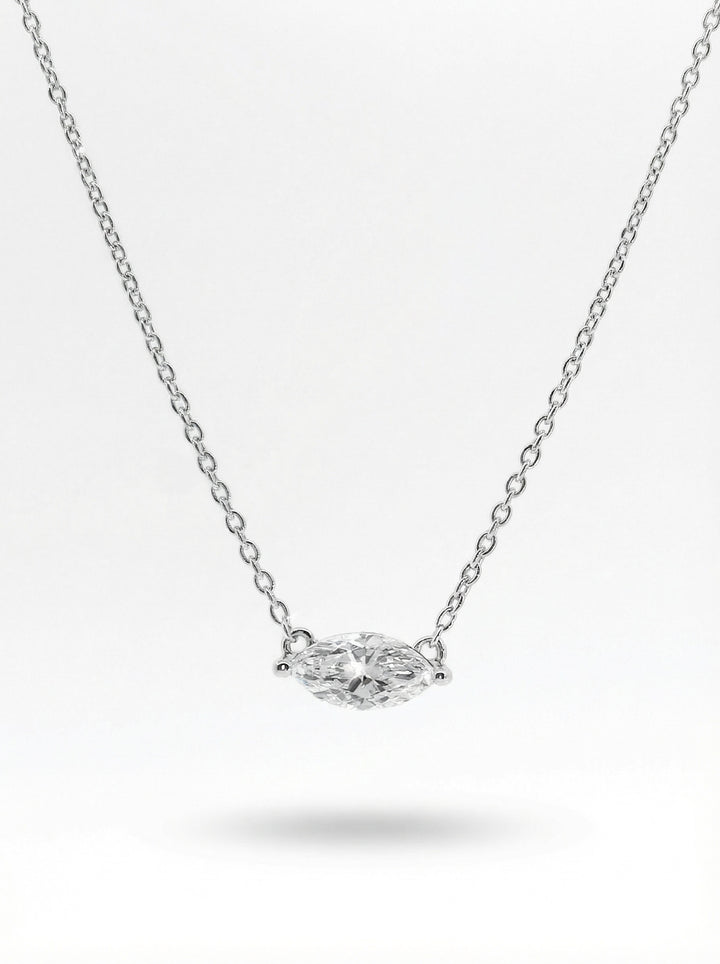 Silver Necklace - marquise shape diamond