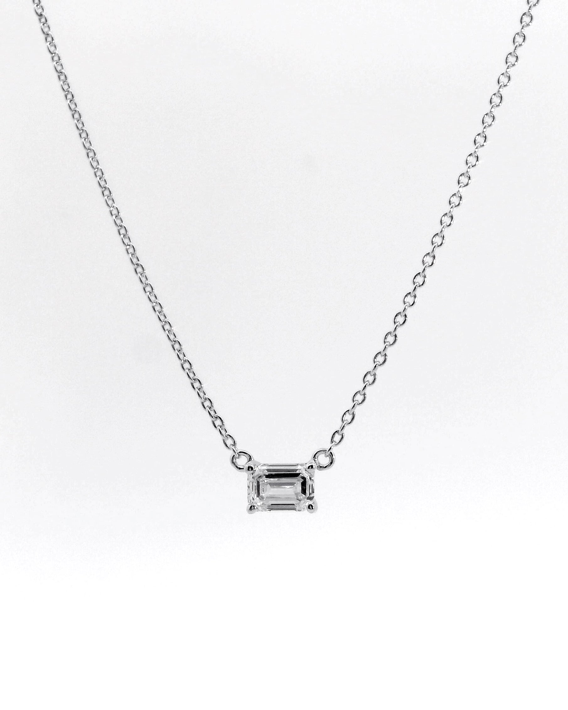Collier Silver - diamant taille emeraude