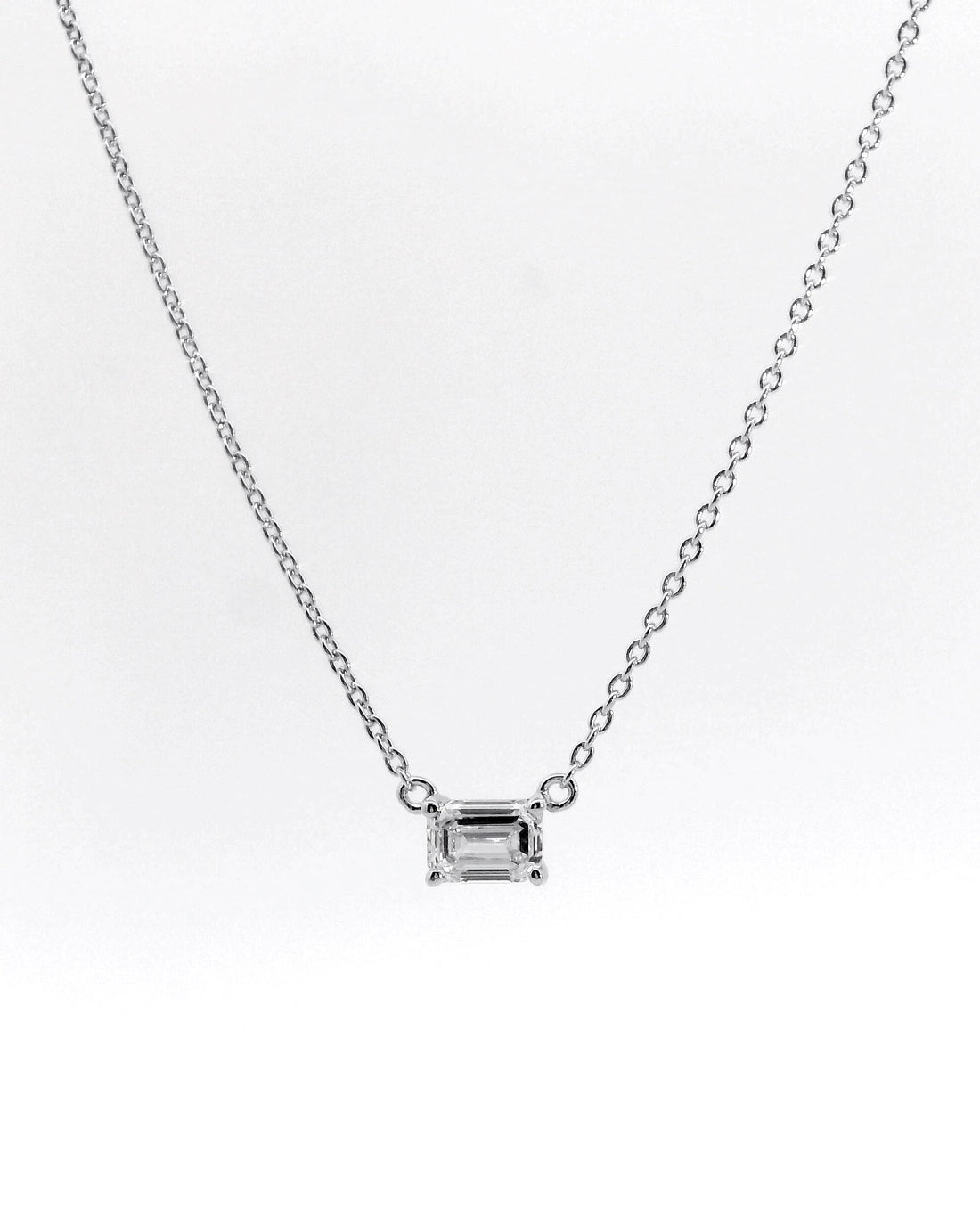 Collier Silver - diamant taille emeraude