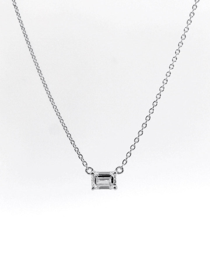 Collier Silver - diamant taille emeraude
