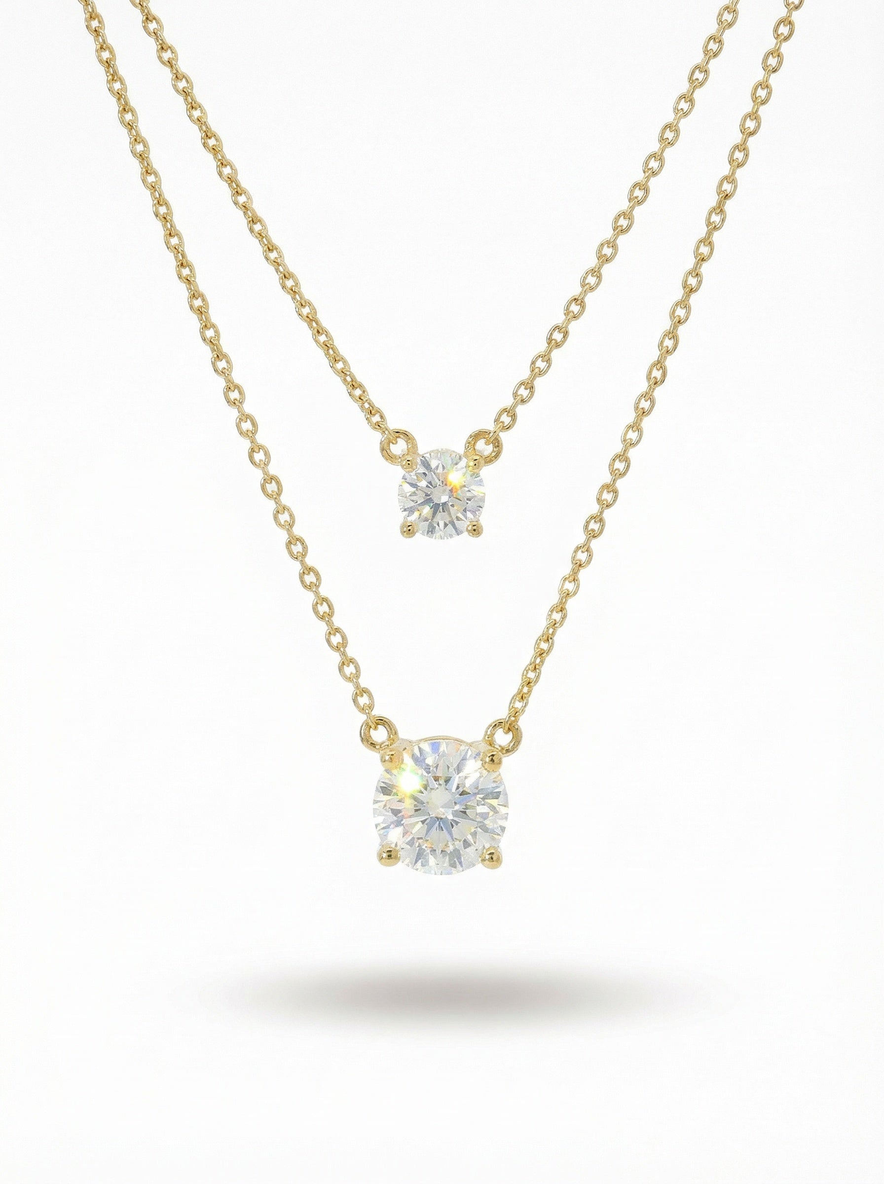 Silver Necklace - round brillant shape diamond