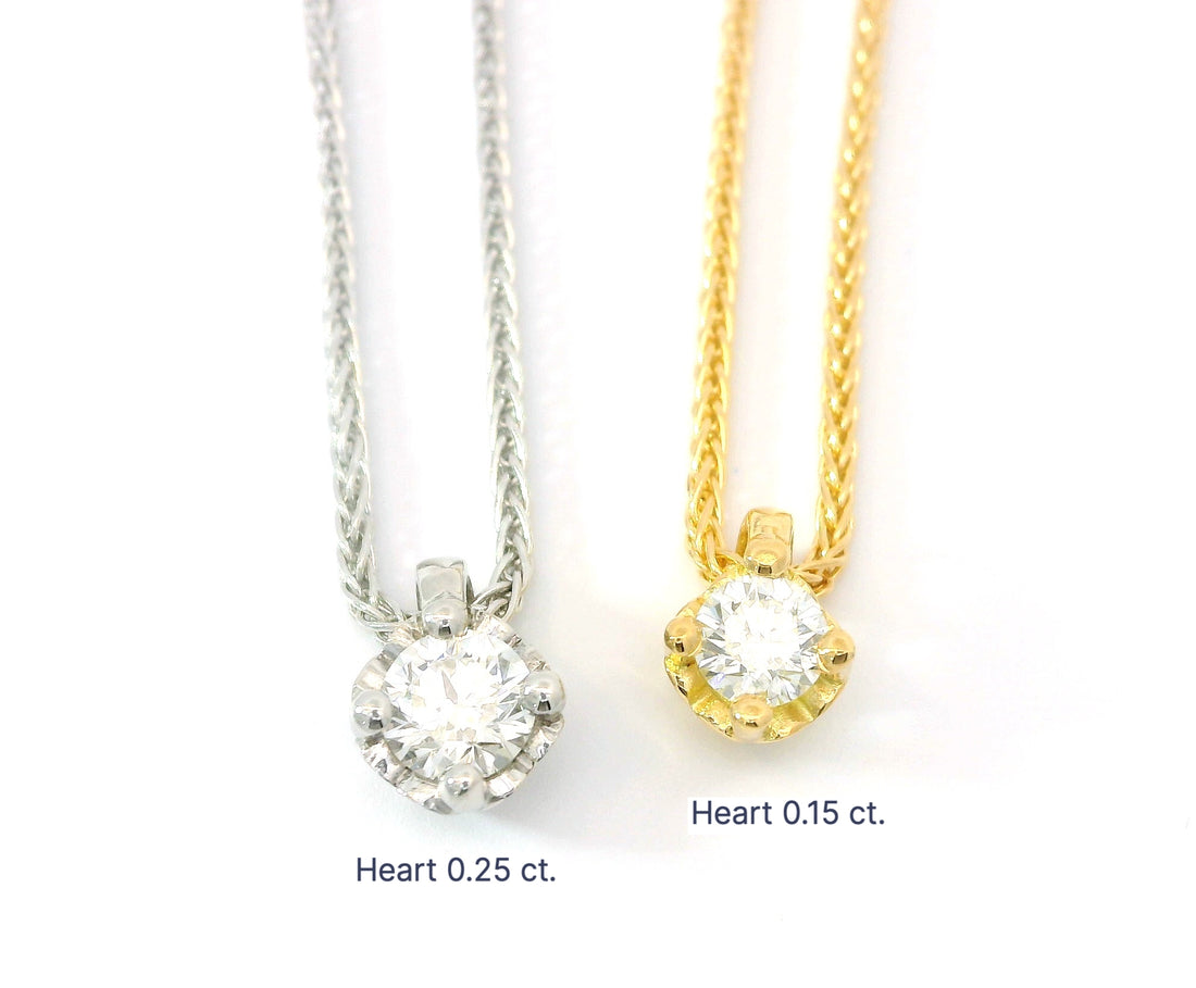 Collier solitaire cœur 0.15 ct.