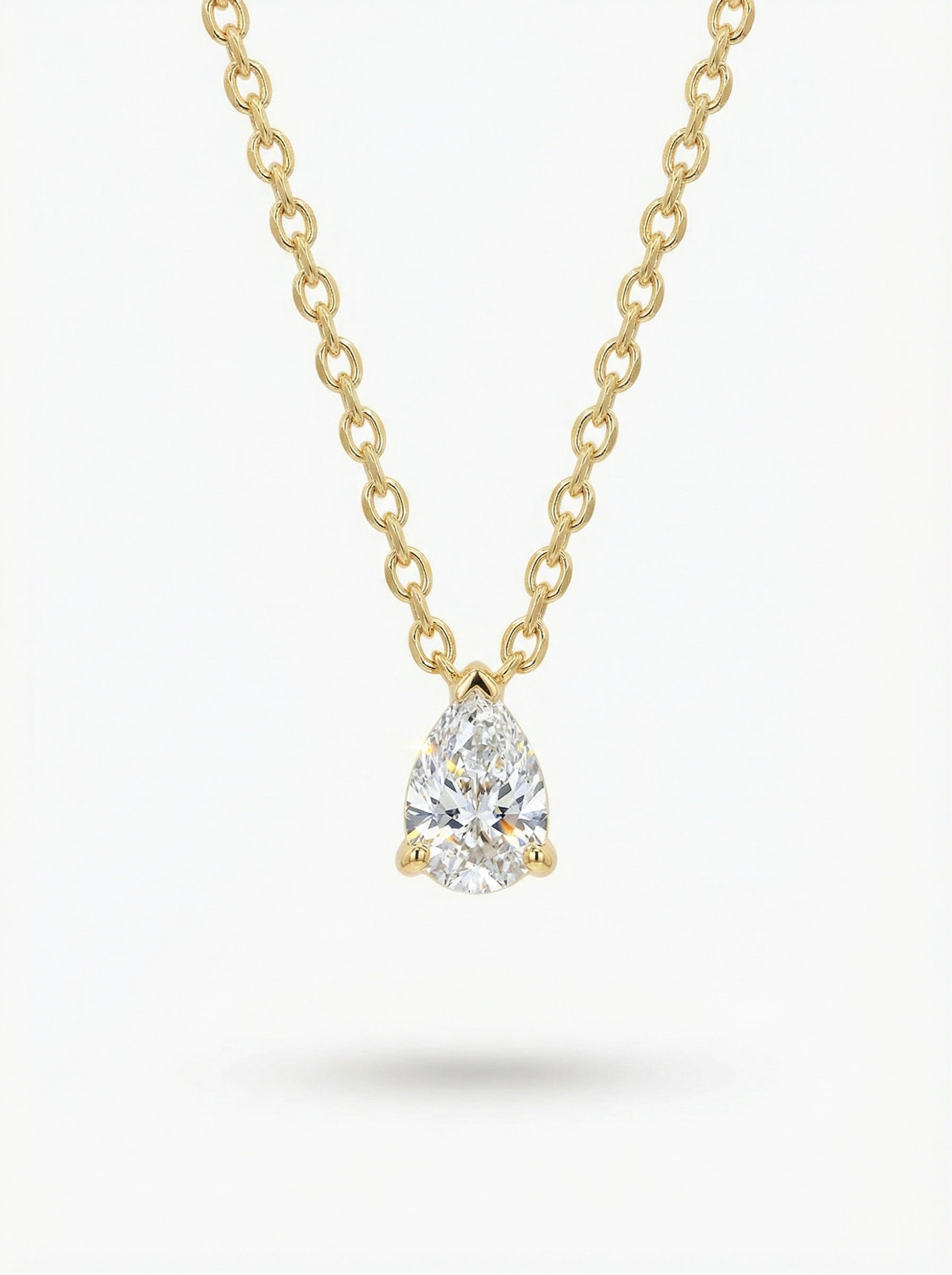 Silver Necklace - pear shape diamond
