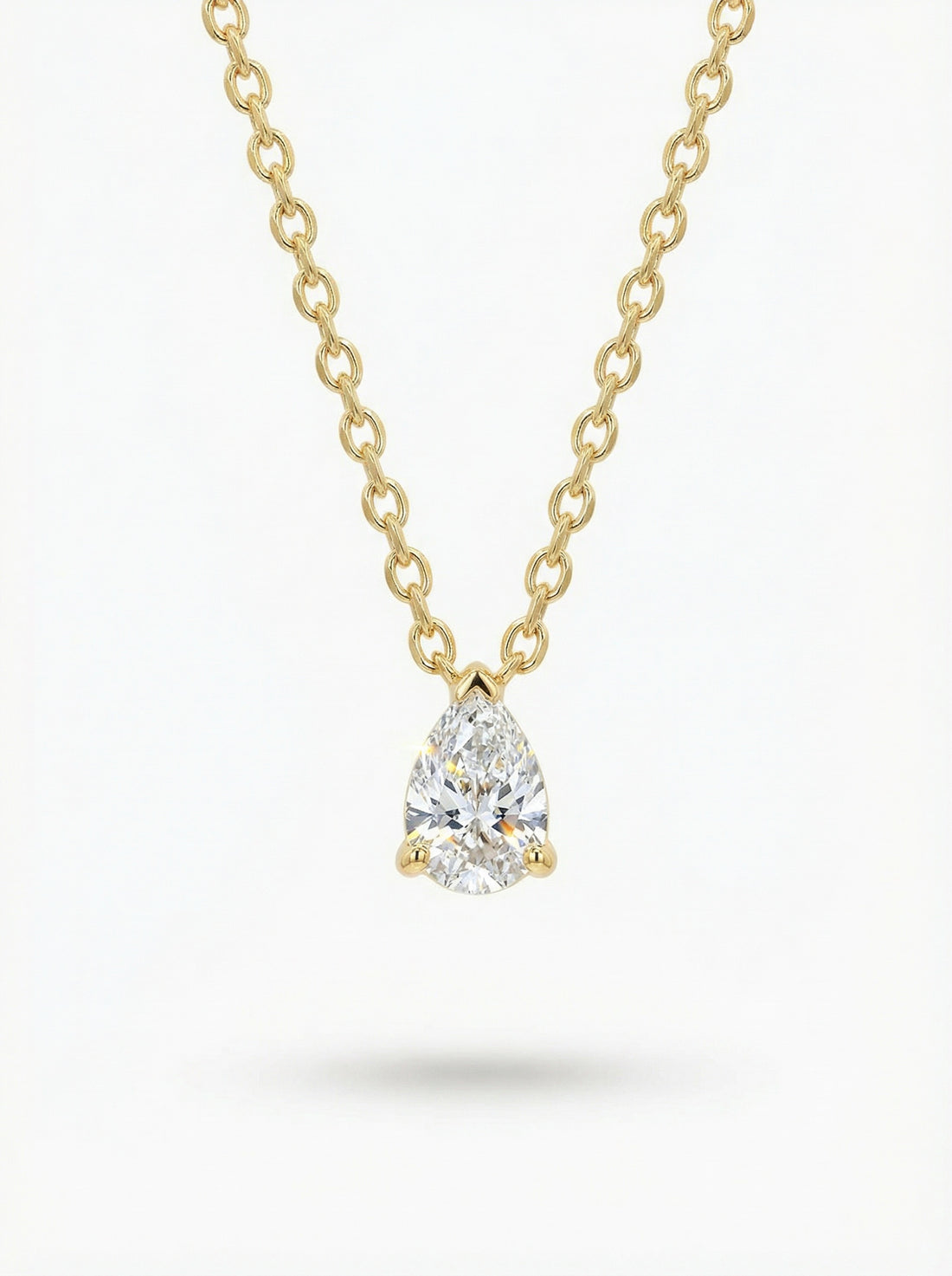 Silver Necklace - pear shape diamond