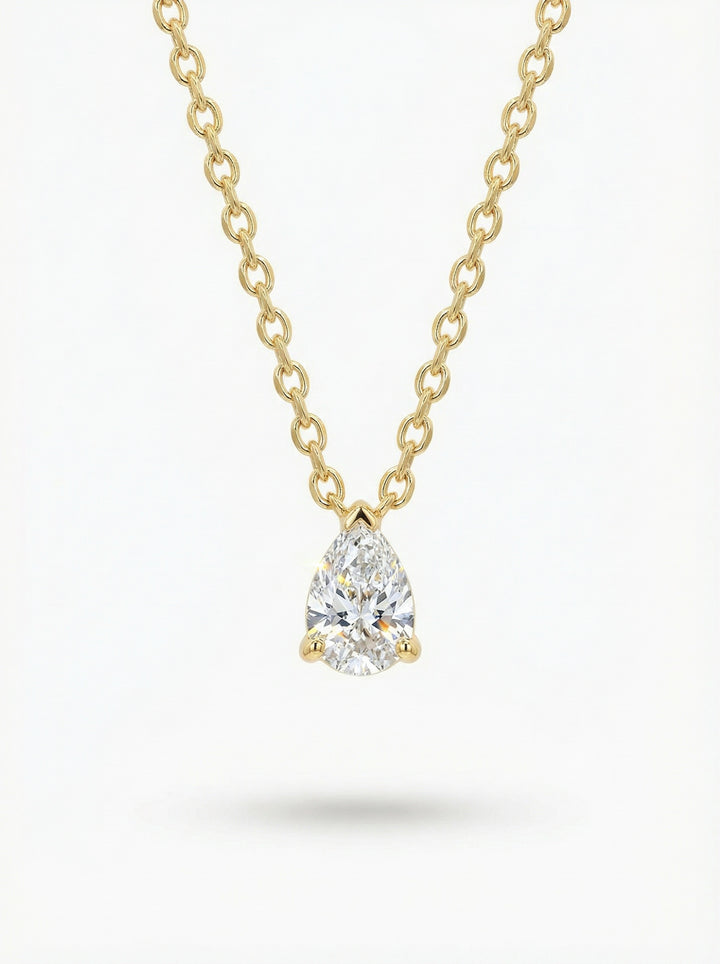 Silver Necklace - pear shape diamond