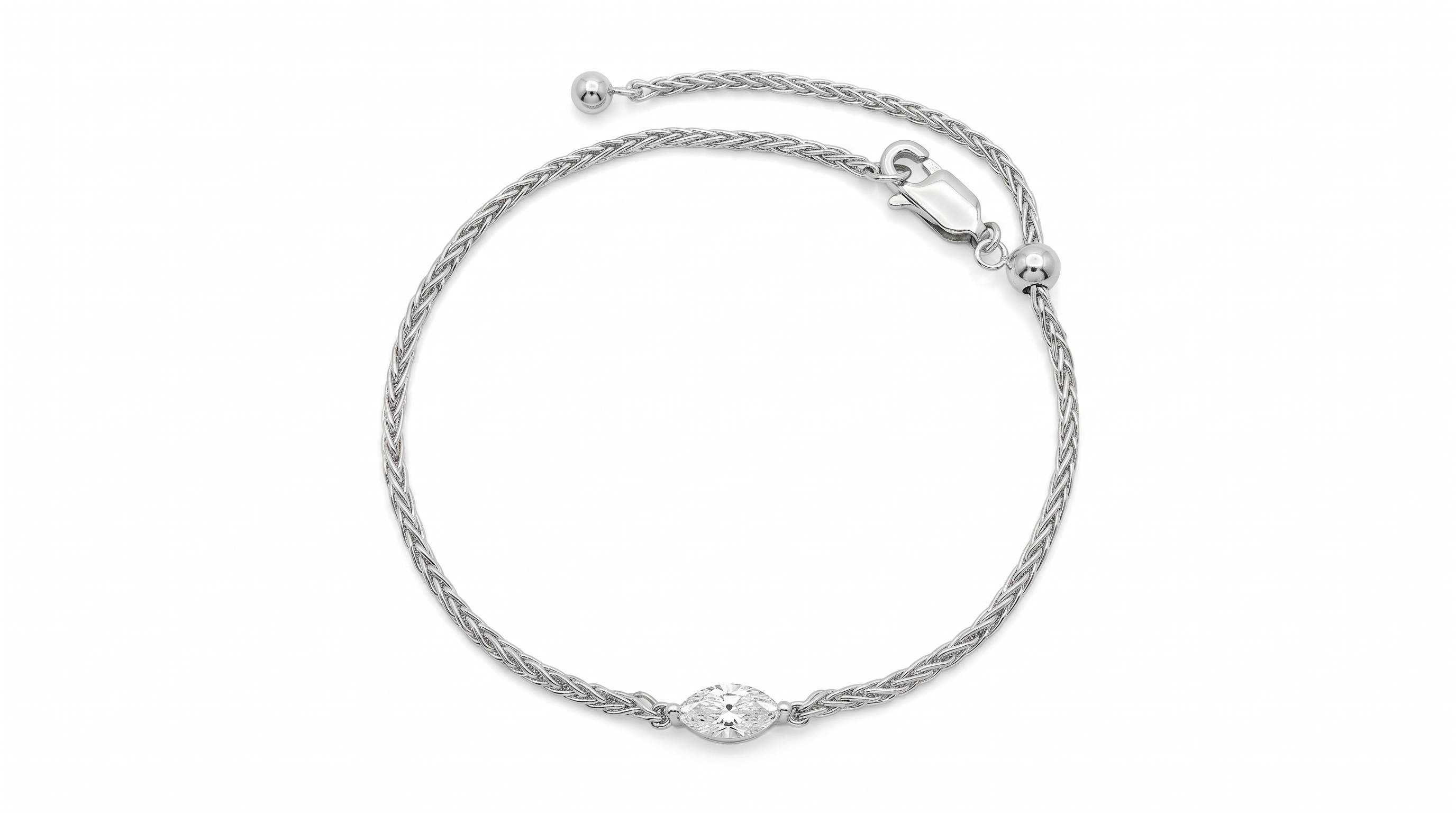 Silver marquise-cut diamond bracelet