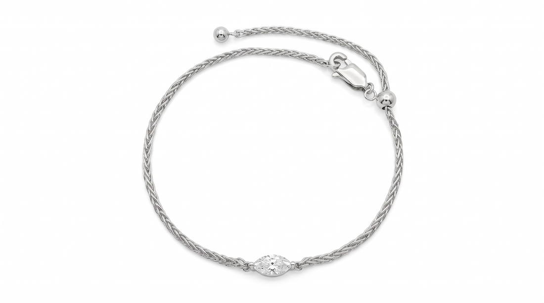 Silver marquise-cut diamond bracelet