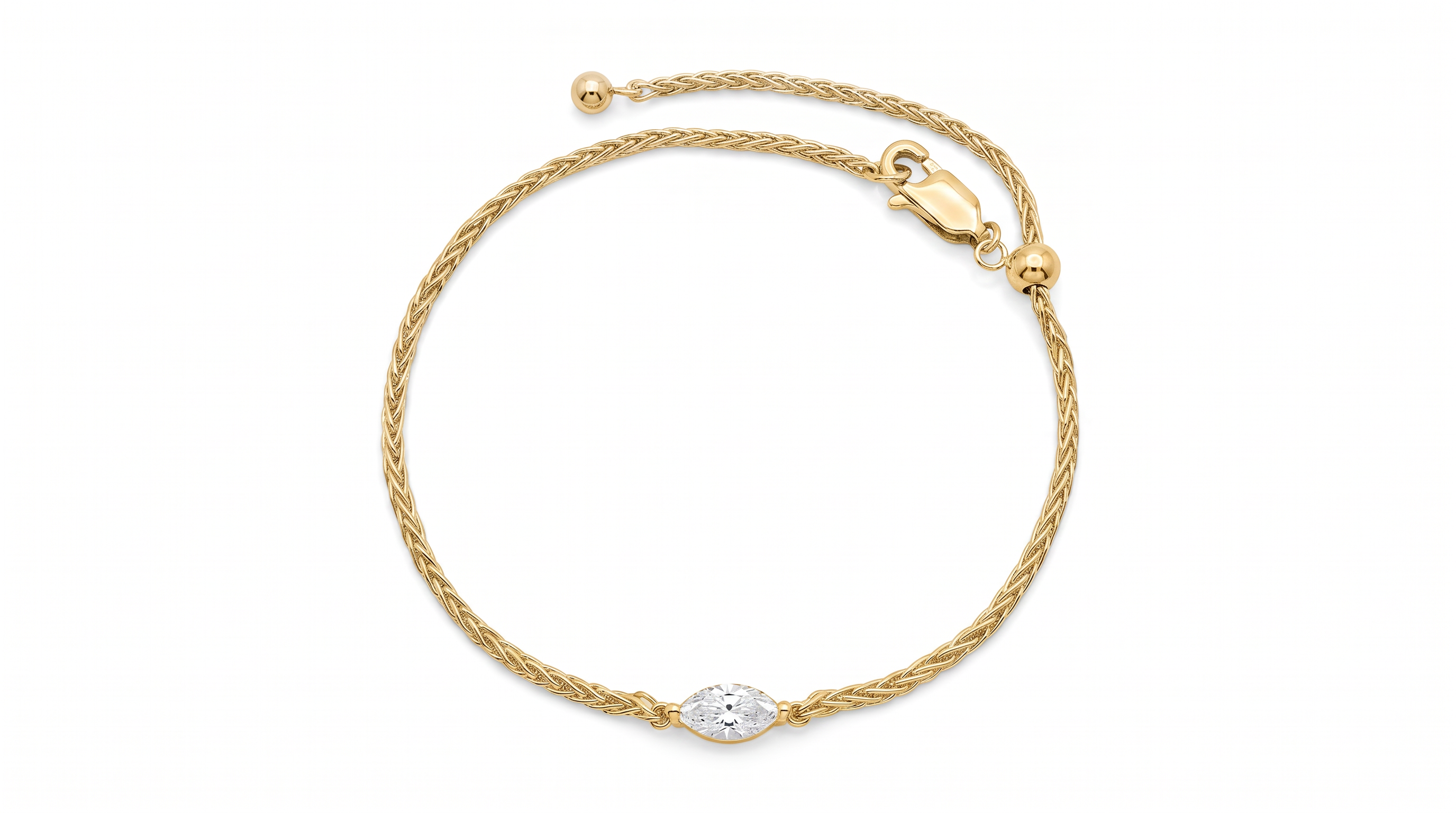 Silver marquise-cut diamond bracelet