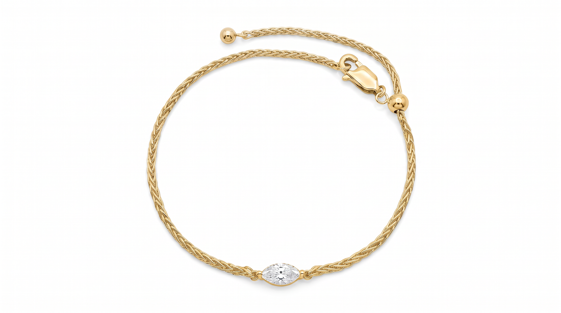 Silver marquise-cut diamond bracelet