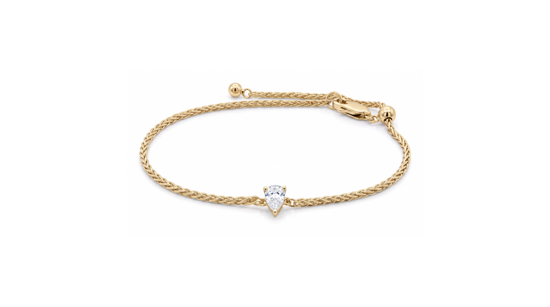 Silver pear-cut diamond bracelet