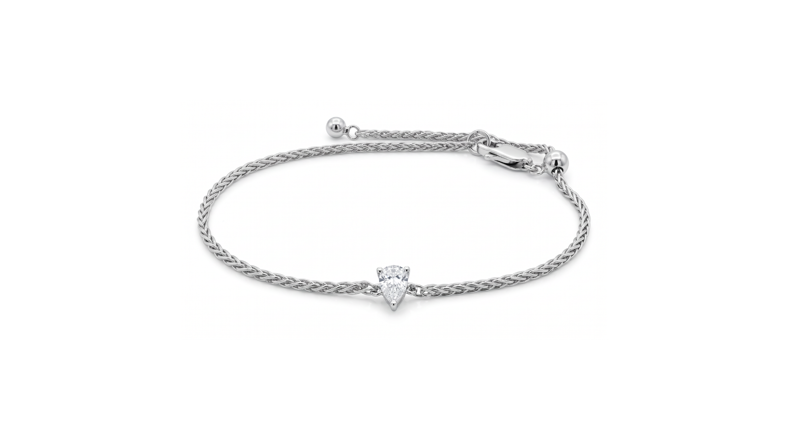 Silver pear-cut diamond bracelet