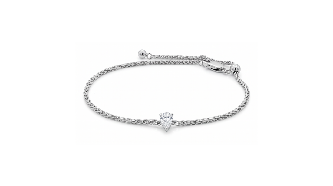 Silver pear-cut diamond bracelet