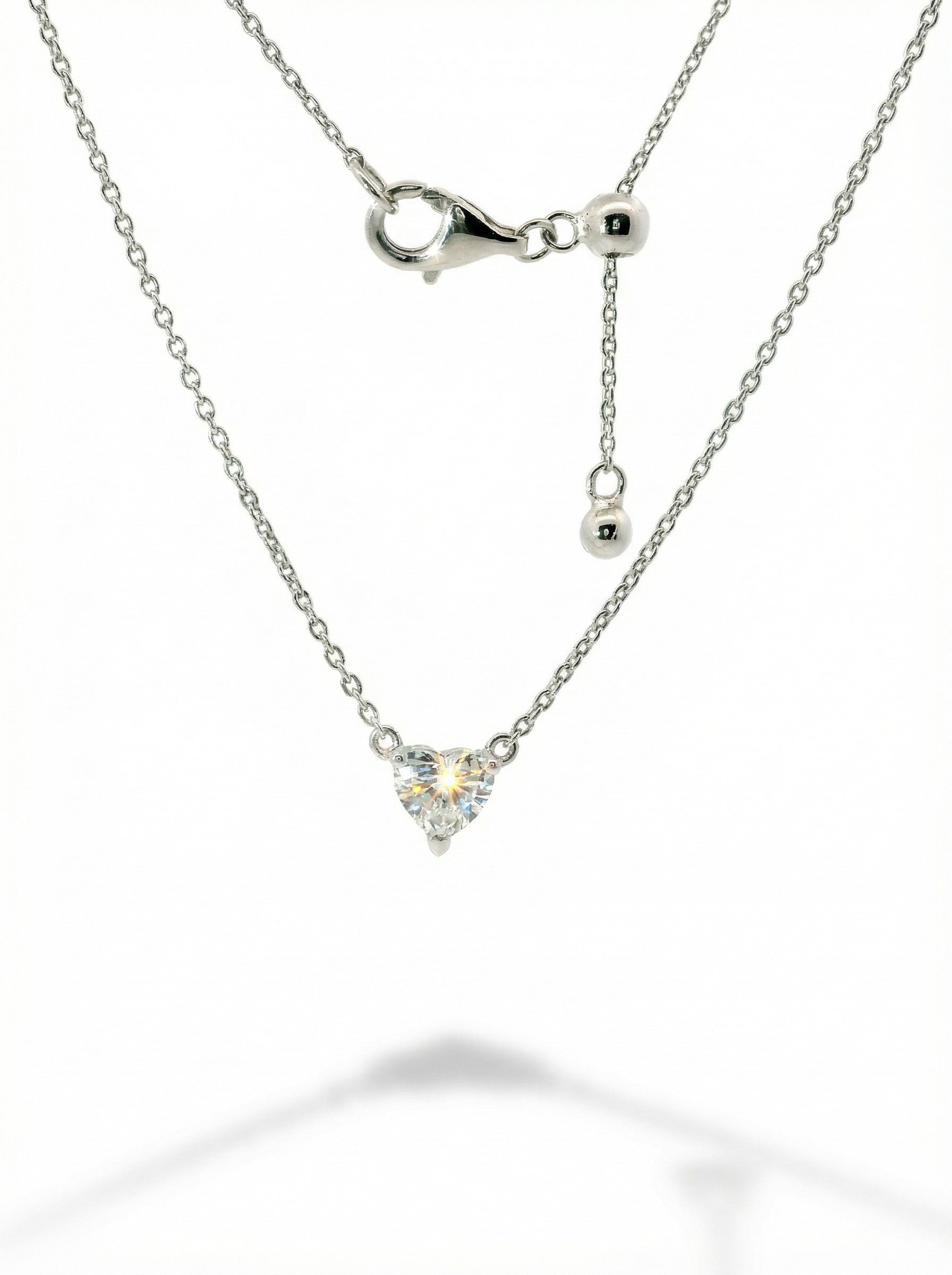 Collier Silver - diamant taille cœur