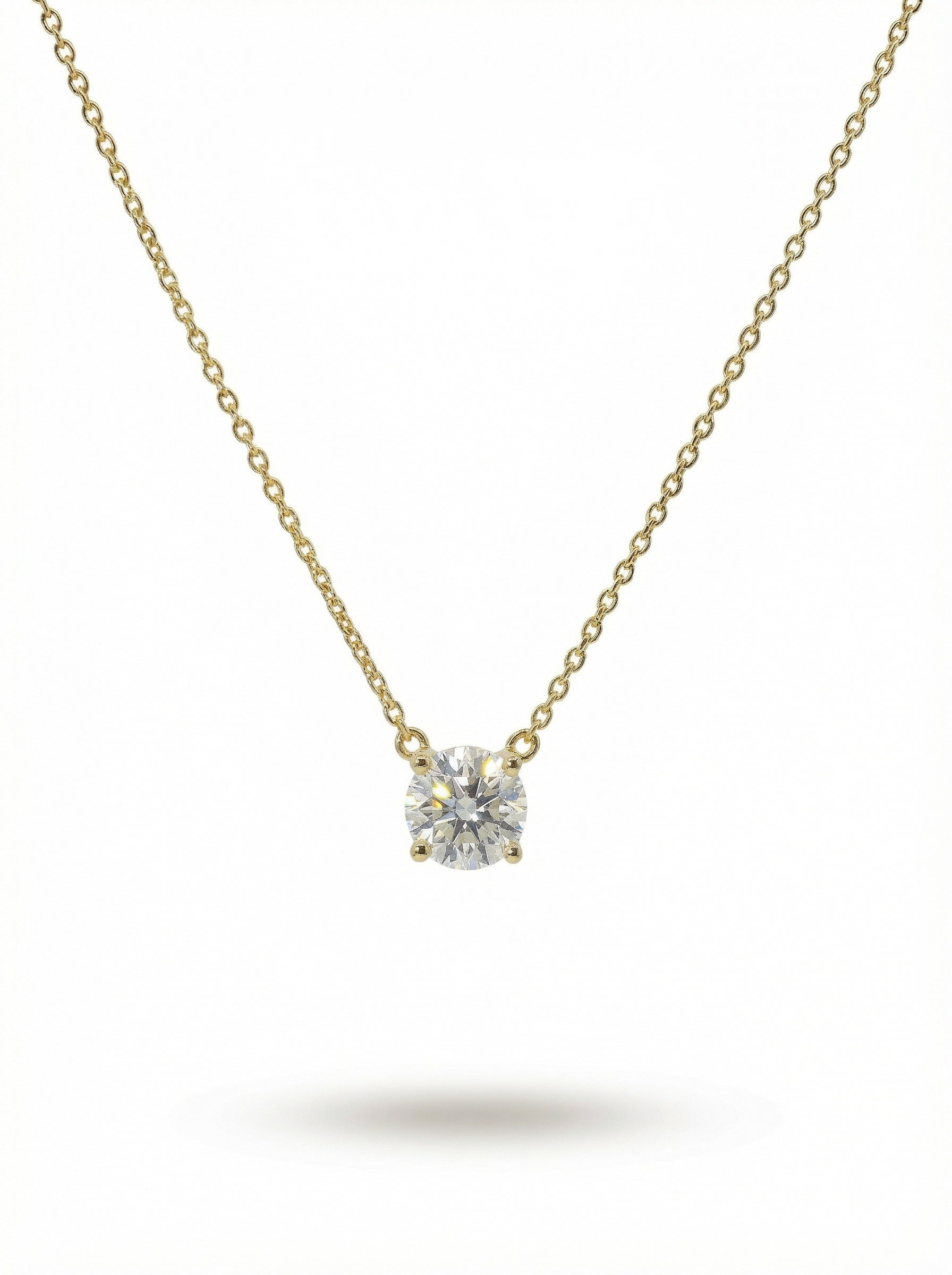 Silver Necklace - round brillant shape diamond