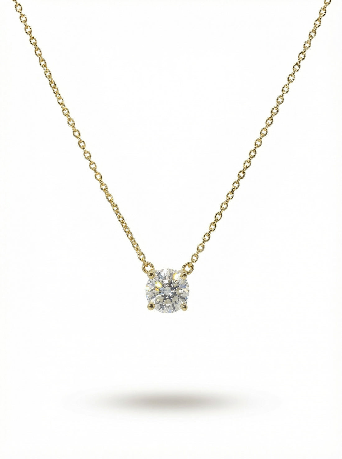 Silver Necklace - round brillant shape diamond