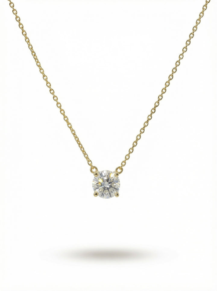 Silver Necklace - round brillant shape diamond